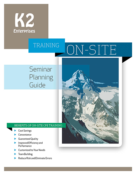 K2 Enterprises Training On-Site Seminar Planning Guide