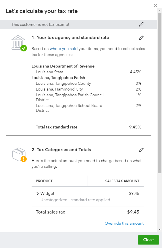 Details of Sales Tax Calculation