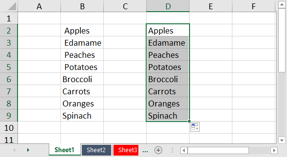 Results of a Copied Trim Function in Excel