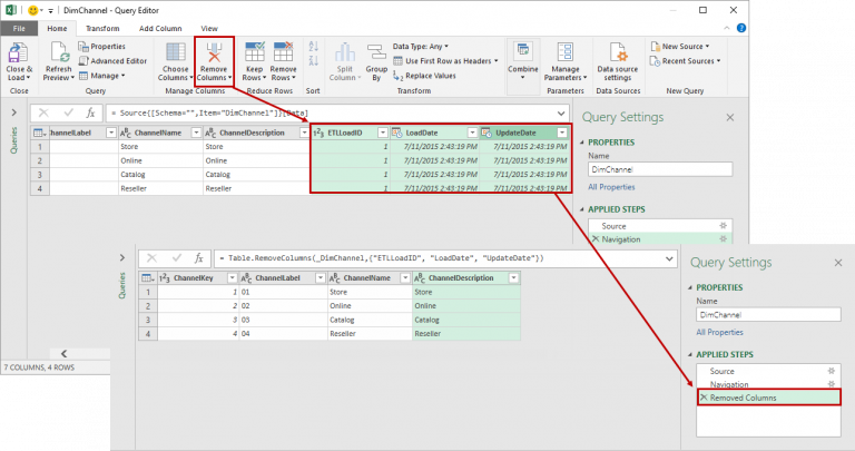 Using the Query Editor in Power Query to Transform Data