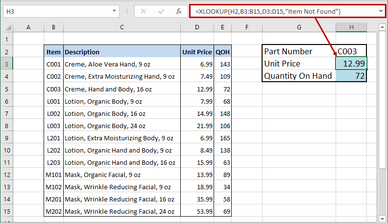 XLOOKUP First Example