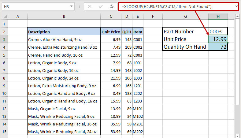 XLOOKUP Second Example