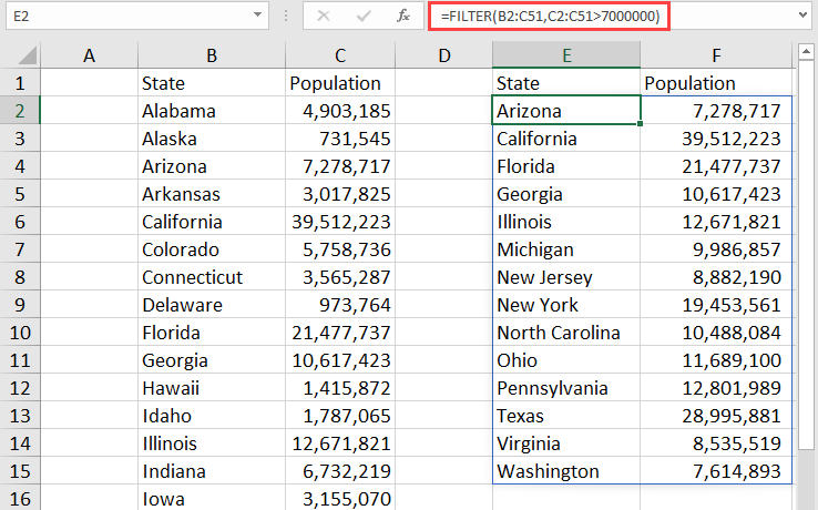 Working With Excel's Filter Function
