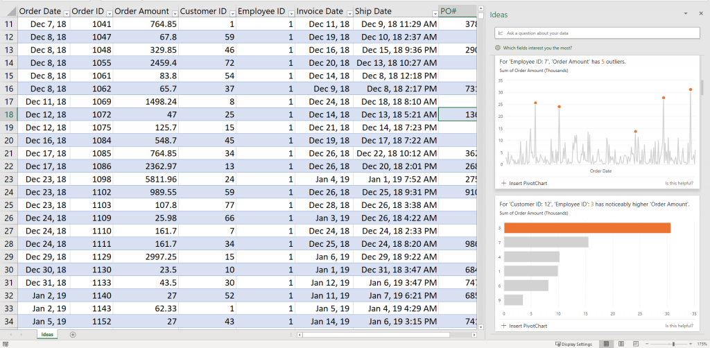 Excel's Ideas Feature