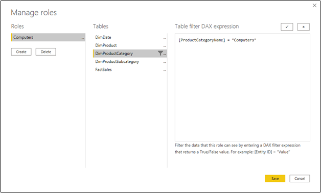 Creating A Role In Power BI To Filter Data To A Single Product Category