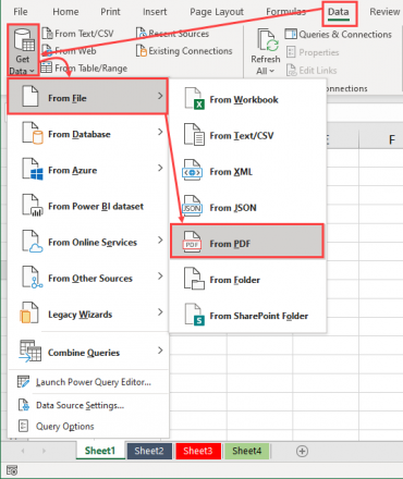 import pdf into excel 2016