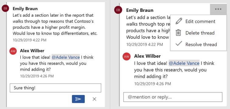 Examples of Threaded Comments in Word