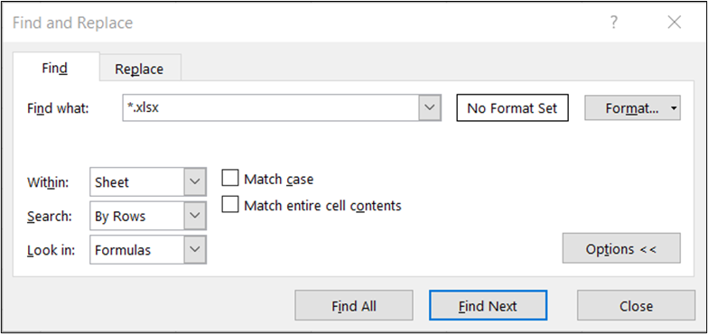 Excel's Find & Replace Tool