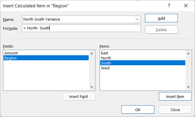 Inserting A Calculated Item Into A PivotTable