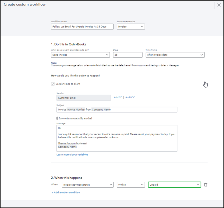 Custom Workflow In QBO