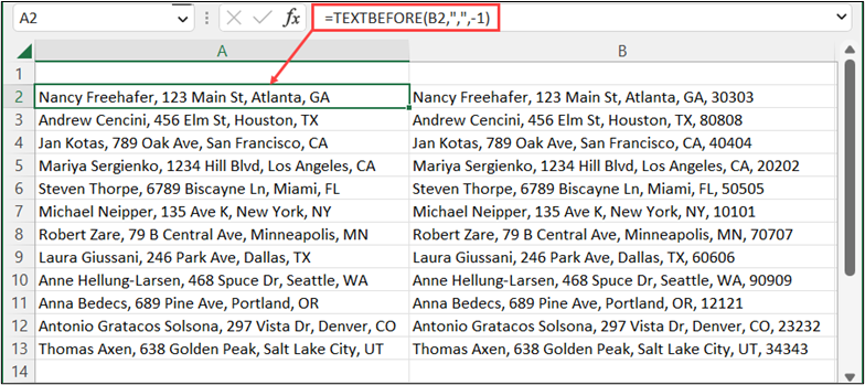 Using TEXTBEFORE To Extract Data Beginning From The Right Side Of A List