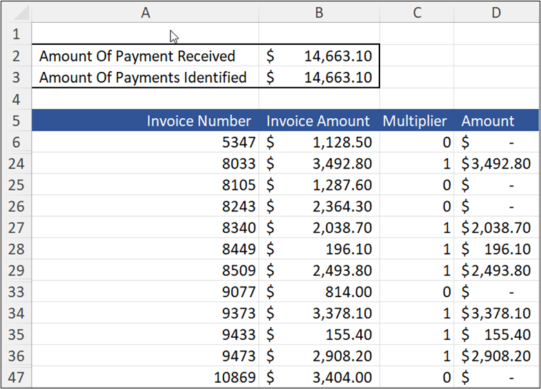 Identified Solution For Solver Example