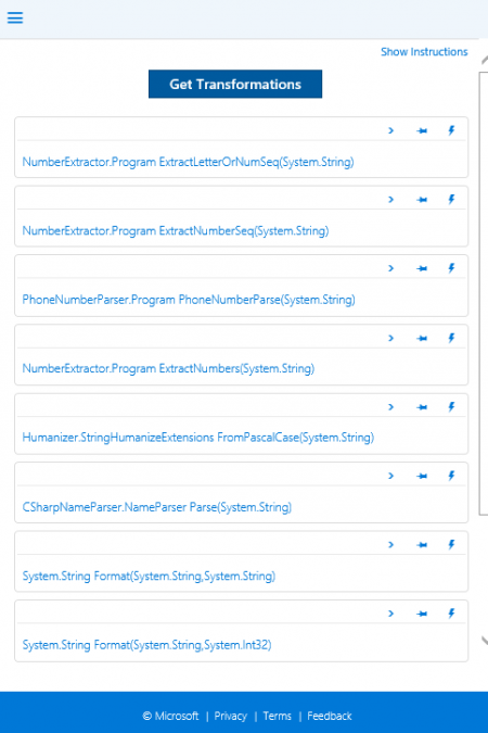 Results Obtained from Transform Data by Example